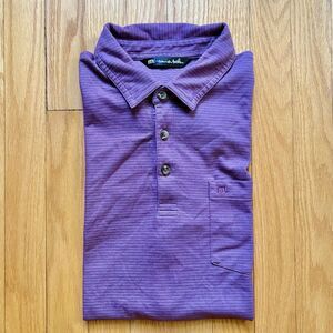 Travis Mathew Men’s Short Sleeve Performance Polo Shirt Medium Maroon Stripe